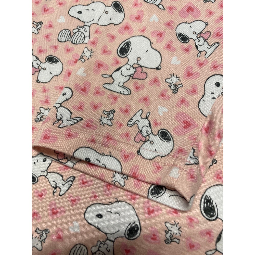Munki Munki Peanuts Valentine Pajama Top Snoopy Woodstock Pink Hearts Small